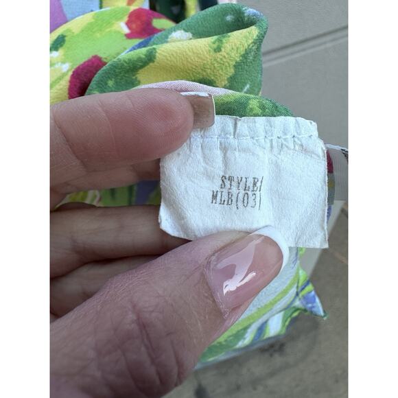 Michael Leu Women's Silk Button Up Shirt Artsy Palm Tree Hawaiian Watercolors 1X - Picture 9 of 10